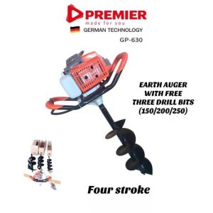 Premier Earth Auger With Free Drill Bits Fence Hole Digger 4 Stroke Petrol Engine